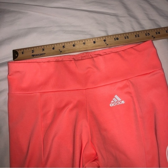 Adidas Leggings Size Medium Orange Coral Graphic Climalite Sporty Spice Active - Picture 6 of 8